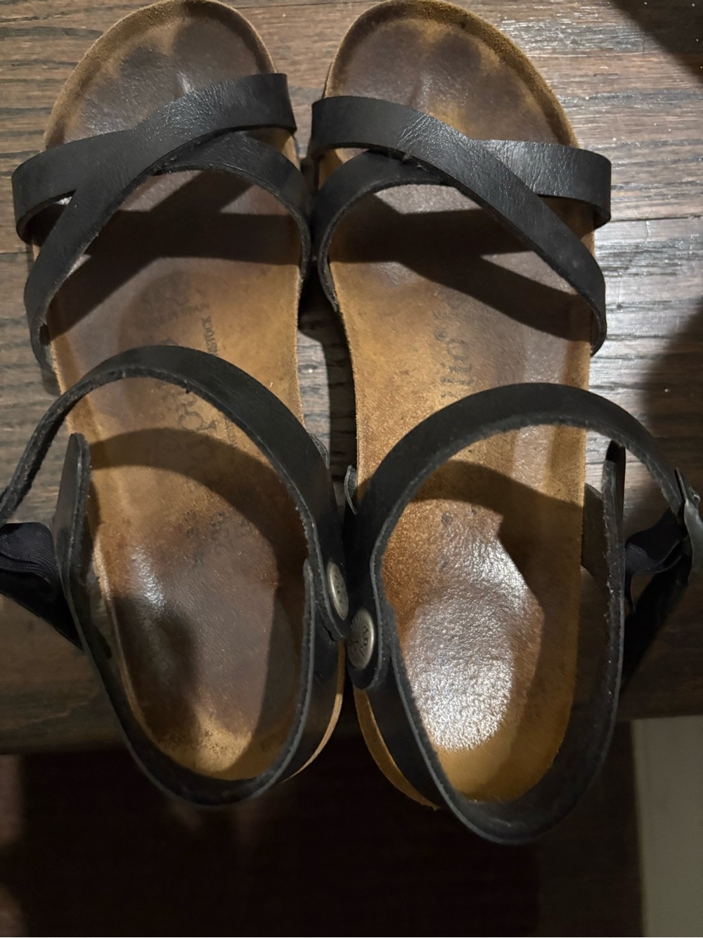 Papillio Black Leather Cross-Strap Sandals